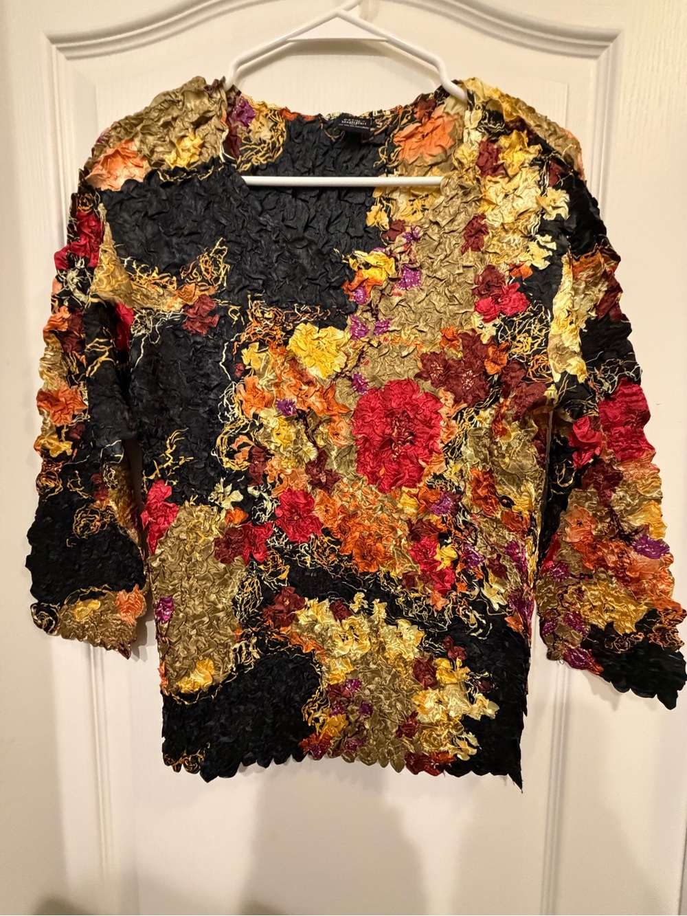 Vintage Y2K Petals Magic Scarf Floral Popcorn Crinkle Top One Size